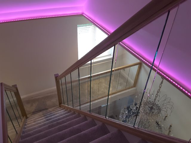 Neon Lit Stair Balustrades