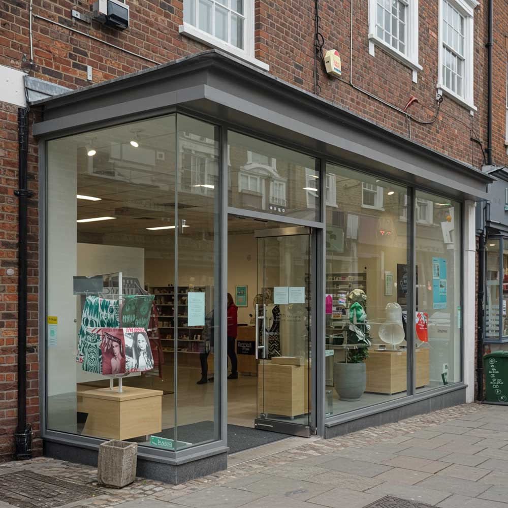 glass shop front entrance